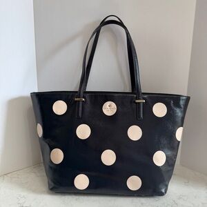 Kate Spade Black and Cream Polka Dot Tote
